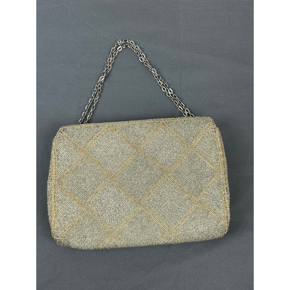 Vintage Lord & Taylor Made In France Beaded Evening Bag Clutch Purse Chain Strap